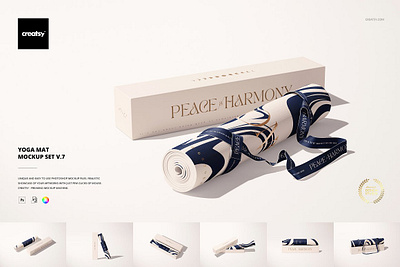 Yoga Mat Mockup Set v.7 cereal creator creatsy customizable designed fitness box generator mock ups mockups packaging smart object sport templates yoga mat yoga mat mockup set v.7 yogamat floor