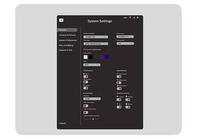 Day 7 - System Settings graphic design ui