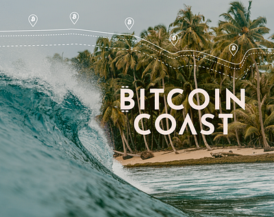 Bitcoin Coast logo bitcoin coast el salvador logo tropical wave