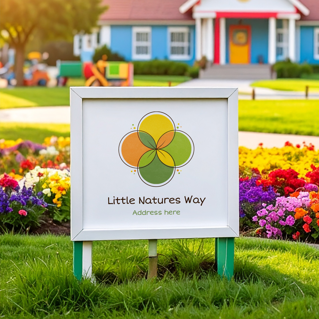 Brand design for Little natures way preschool brand branding early learning branding kids leaf learning nature preschool school uk