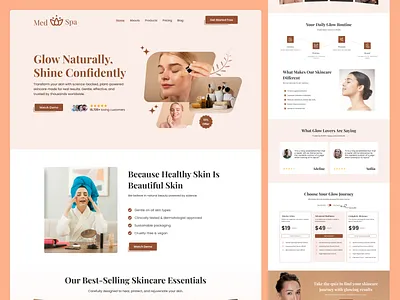 Skincare Landing Page Design beauty salon beauty website design clean design cosmetics website landingpage desdign minimal web design modern design modern landing page product design skincare landing page skincare products ui skincare ui ui design ux design visual design web design website design