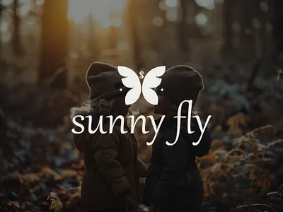 sunny fly. Modern pictorial mark kids clothing brand logo. apparel brand brand identity branding butterfly kids logo clothing graphic design kids kids brand kids branding kids cloth kids cloth brand kids cloth logo kids clothing kids logo kids logo design logo sunnyfly