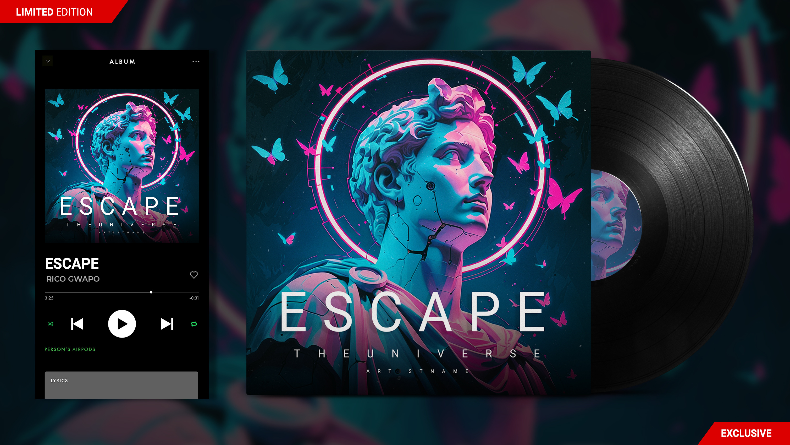ESCAPE PREMADE ALBUM ARTWORK aesthetic album artwork cyberpunk edm future itunes roman soundcloud spotify techno void