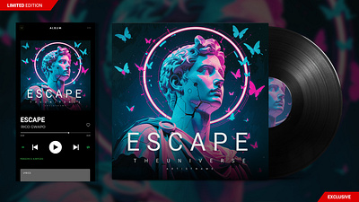 ESCAPE PREMADE ALBUM ARTWORK aesthetic album artwork cyberpunk edm future itunes roman soundcloud spotify techno void