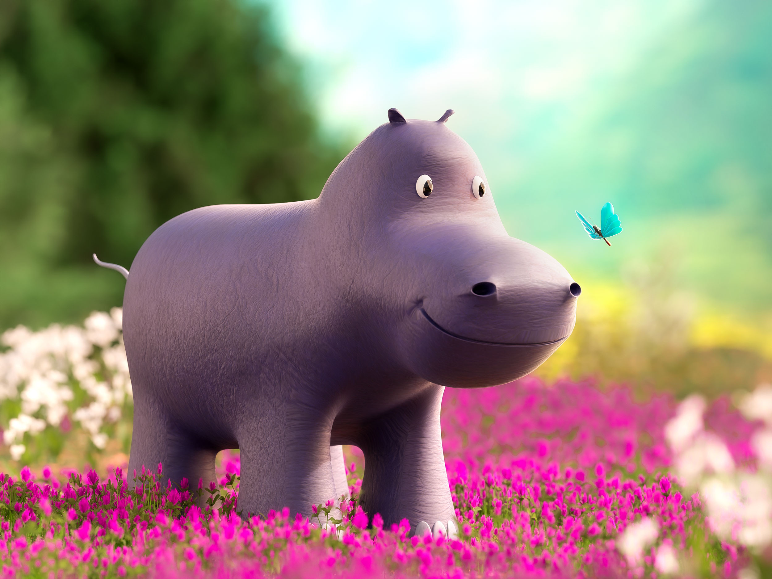 Hippopotamus - 3D Character 3d 3d art 3d character 3d cute character 3d illustration 3dart animal animation best blender character cute design dribbble hippopotamus illustration