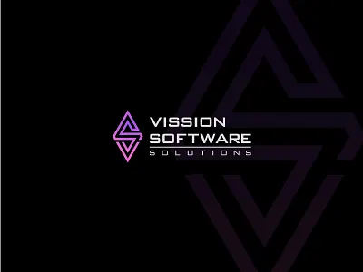 Vission Software Solutions – Futuristic Tech Logo branding design futuristic gradient graphic design illustration logo logodesign minimal modernlogo software technology typography ui ux vector