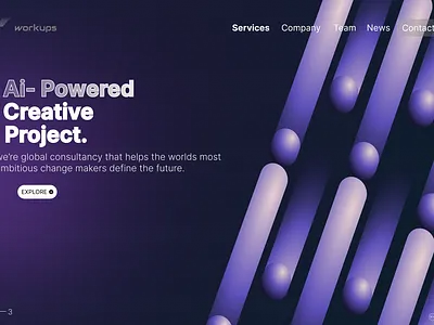 Workups AI landing page design graphic design landing page typography ui ux vector web web design