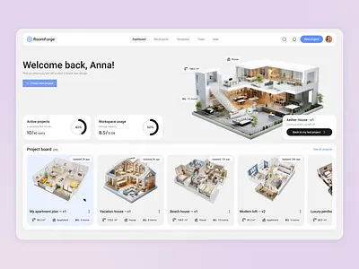 Interior Design Dashboard 3d architecture dashboard design interface interior ui ux