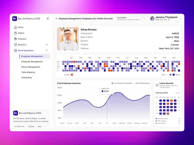 Be Confidency POS - Employee Management Dashboard animation interface product service startup ui ux web