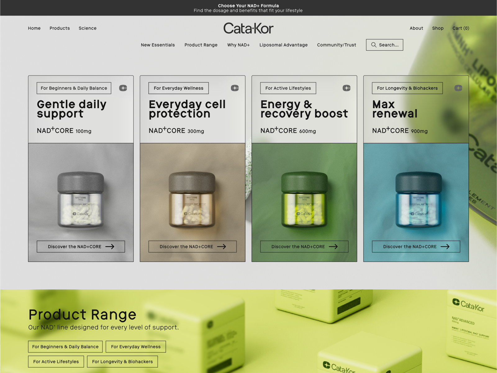 NAD⁺ Supplement Packaging & Website Exploration 3d branding cinema4d concept graphic design health landingpage minimal packaging productdesign supplements ui webdesign