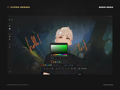 Hyper Desktop Vtube App - Toolbar/Pen Tool Exploration application edit editor app editor ui game app gaming 3d design gaming app gaming design gaming platform software streaming streaming app streaming platform text editor toolbar toolbar ui video editor web app