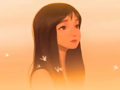 sunset feeling 2d adobe adobe photoshop art artwork character character design color daily design digital digital at digital illustration digital painting draw girl gradient illustration painting portrait