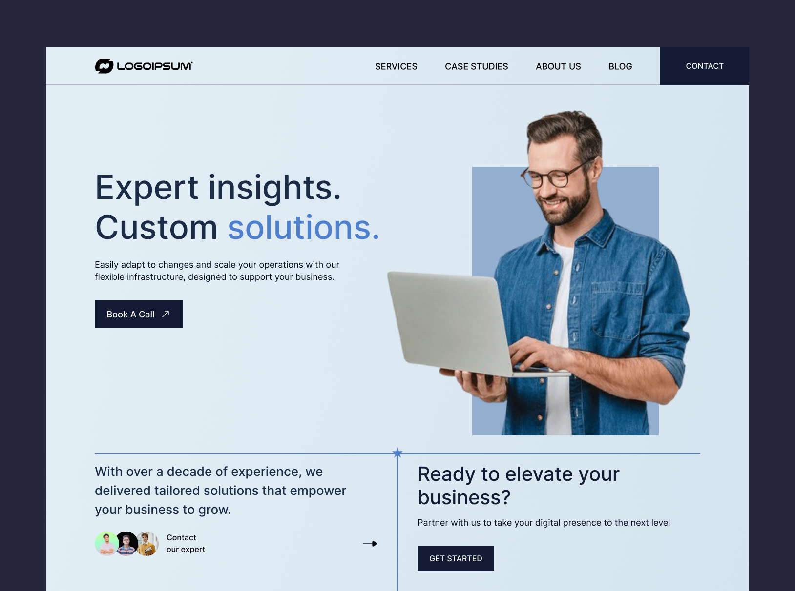 Expert Insights. Custom Solutions. clean design creativedesign figmadesign interfacedesign landingpage minimal design productdesign uidesign webdesign