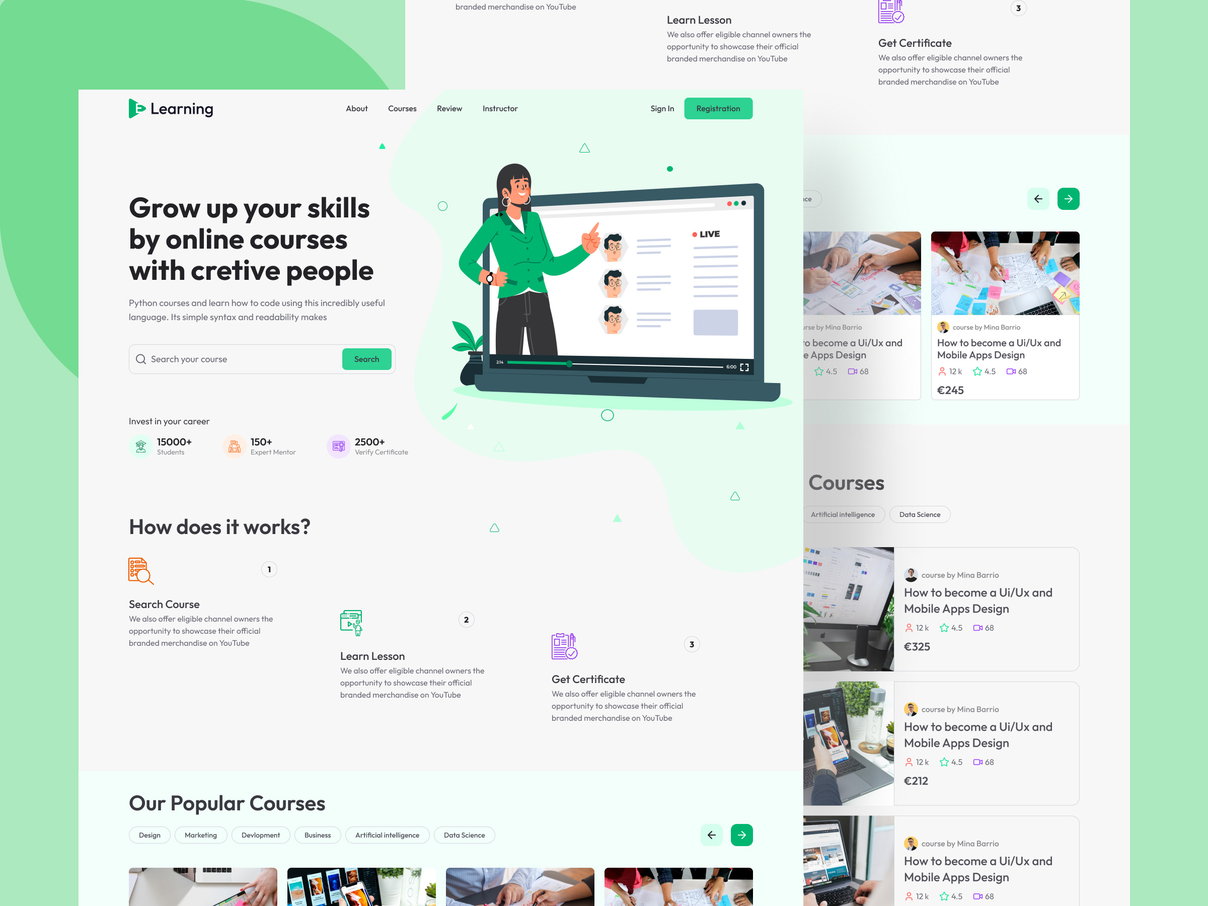E-Learning Website 3d animation app apps branding dashboard education elearning graphic design icon illustration landing page landingpage logo product design saas typography web design webapp website