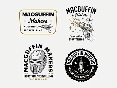 Artwork Collection for MacGuffin Makers artwork badge branding design illustration motorcycle t shirt tee typography vintage