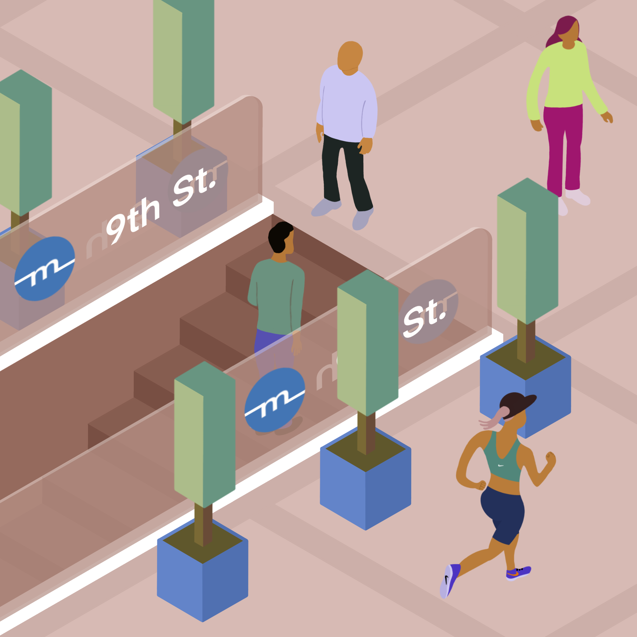 Journey 3d 3d illustration art artwork design design concept graphic design illustration isometic illustration isometric isometric art metro pastel procreate subway station warm