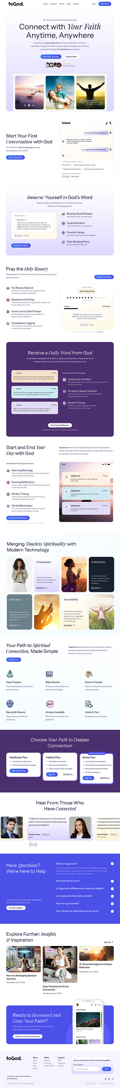 toGod. branding elementor landingpage web design wordpress