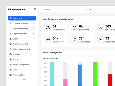 HR Management System | Dashboard User Interface app application branding dashboard design employee graphic design hearing hr hrm illustration manager office saas system ui user interface ux uxui web