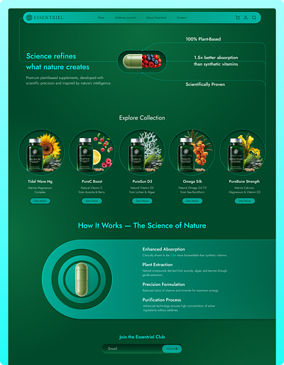 Essentriel — Website Design for Plant-Based Supplements design figma landing page web design