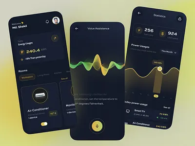 Smart Home App – Concept Design app app design dark mode design figma home ios mobile mobile app modern ui smart home ui