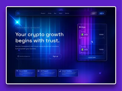 Crypto Website Design / Ui Design bitcoin blockchain ui clean crypto crypto inspiration crypto landing page crypto payment crypto platfrom crypto startup crypto website cryptocurrency fintech header landing page nft saas trading platform uiux web3 ui design website