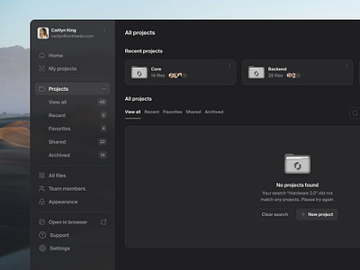No projects found — Untitled UI empty state product design settings side nav sidebar ui design user interface