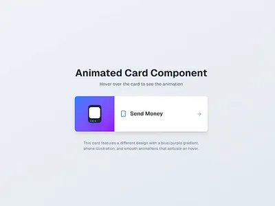 Animated Card Component - Send Money Interaction appdesign coding designinspiration frontend interactiondesign uidesign uiux uxdesign webdesign webdeveloper