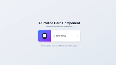 Animated Card Component - Send Money Interaction appdesign coding designinspiration frontend interactiondesign uidesign uiux uxdesign webdesign webdeveloper