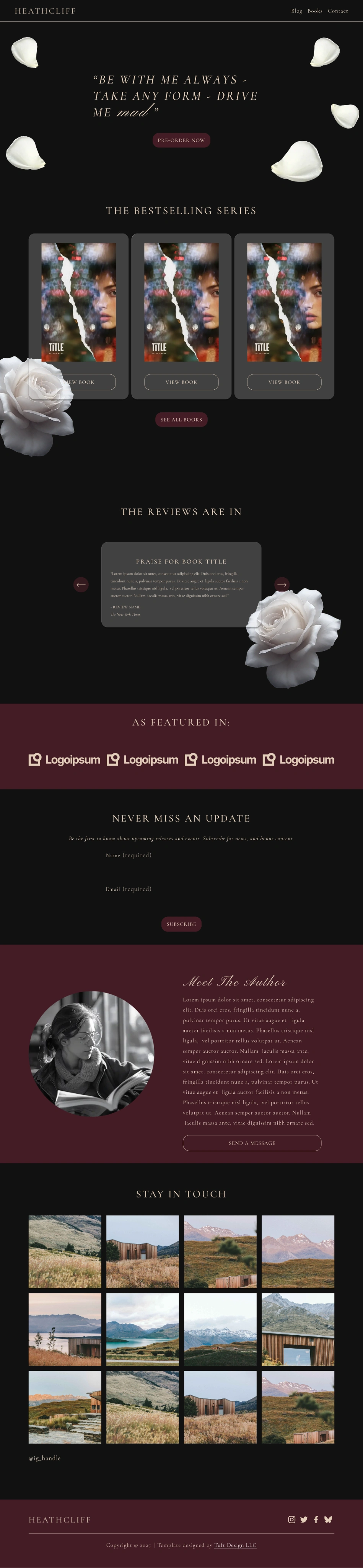 The Heathcliff - Template for Romance and Fantasy Authors design landing page ui web design