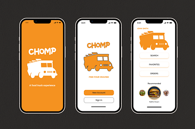 Chomp: A Food Truck App - Rework app branding design figma logo ui ux vector