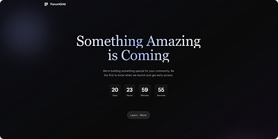 Dark SaaS Coming Soon Page | ForumGrid coming soon dark laravel page react saas