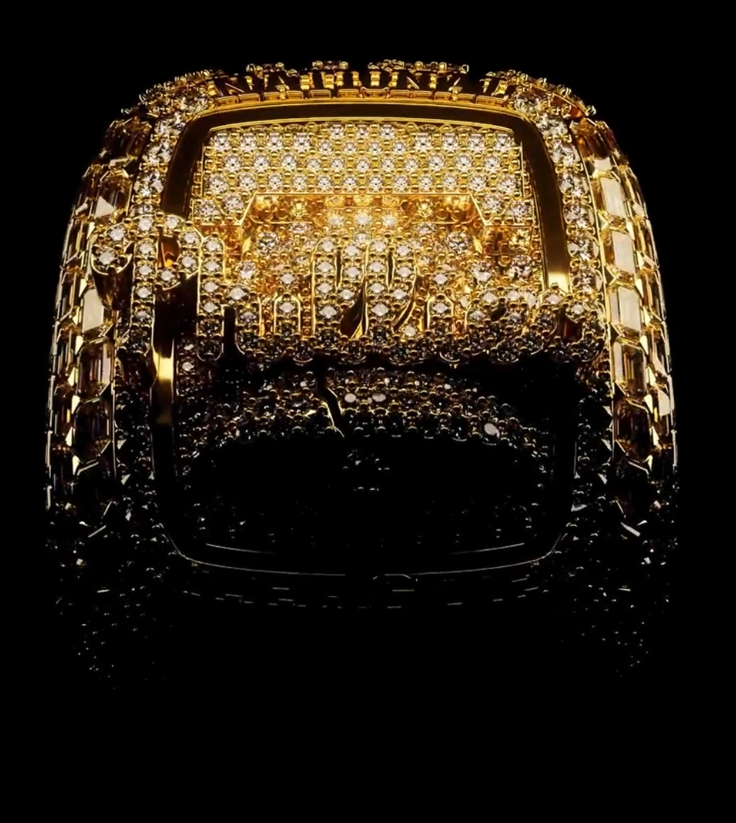 Gold version of the Phillies ring 3d animation design motion graphics