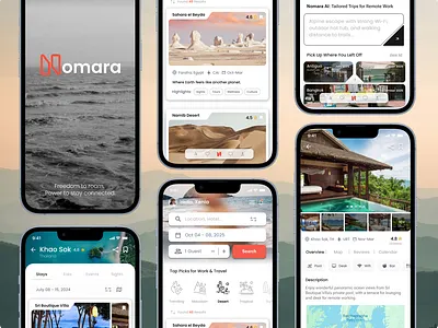 Nomara AI Travel | iOS App UI app branding data visualization design graphic design icon illustration logo product design style guide typography ui ux vector