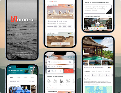 Nomara AI Travel | iOS App UI app branding data visualization design graphic design icon illustration logo product design style guide typography ui ux vector