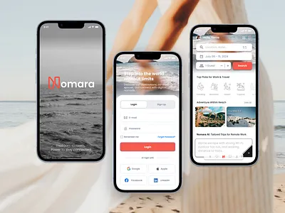 Nomara AI Travel | Get Started app branding data visualization design graphic design icon illustration logo product design typography ui ux vector