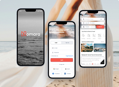 Nomara AI Travel | Get Started app branding data visualization design graphic design icon illustration logo product design typography ui ux vector