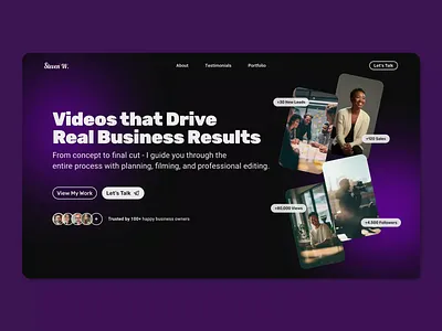 Portfolio Website for Videographer – Clean & Modern conversion focused conversion portfolio creative design freelance videographer site freelancer website minimal design minimal portfolio design modern videography landing portfolio website professional portfolio purple portfolio theme purple theme uiux video creator website videographer website web design