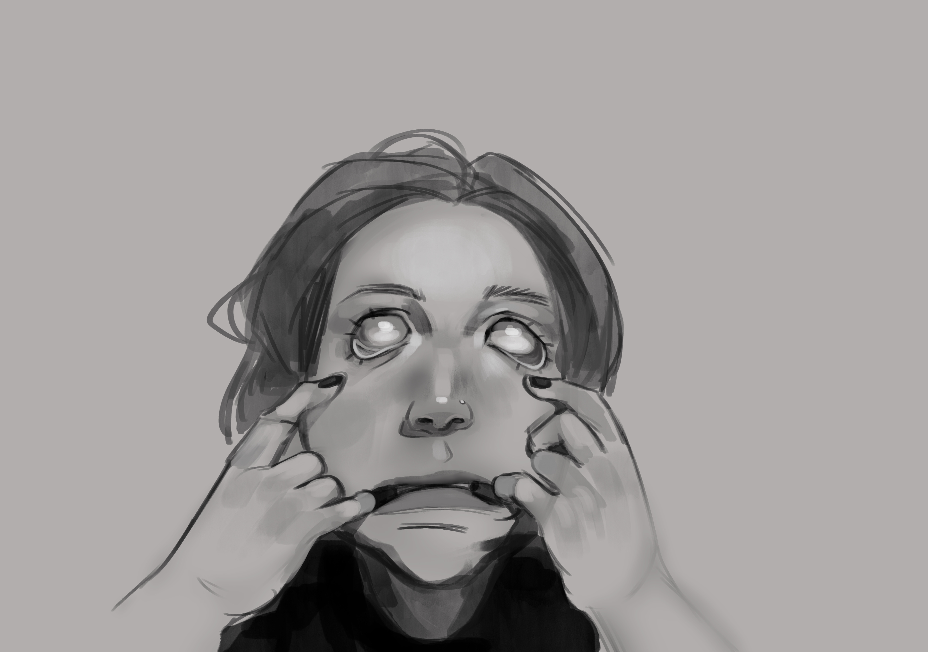 B&W Portrait art black and white bw digital art digital painting illustration painting