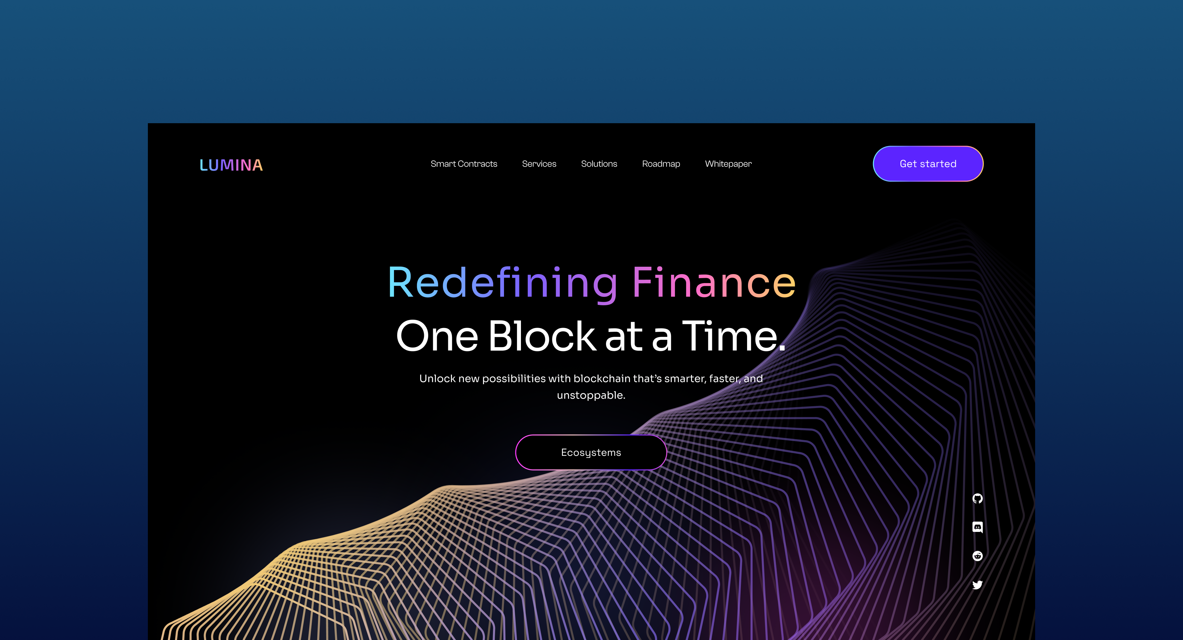 LUMINA — Blockchain Reimagined blockchain branding crypto fintech gradient landingpage uiux webdesign