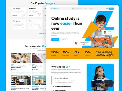 EduNova – E-Learning Platform UI/UX Design clean ui design course landing page educational website figma figma design hero sectiom home page ui ui design uiux uiux design ux design web design website uiux