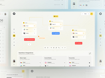SaaS Workflow Builder UI – No-Code Automation admin panel automation platform automation ui b2b saas clean design data flow figma design integrations page minimalist ui no code ui product design saas dashboard saas ui ui ux design user experience user interface ux design web app design web ui workflow builder
