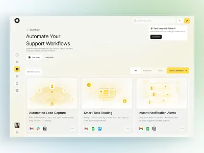 SaaS Workflow UI – Automating Support Tasks & Templates admin panel b2b saas business software business tools clean design figma design product design saas dashboard saas ui support ui task automation templates ui ui ux design user experience user flows user interface ux design web app design web design workflow automation
