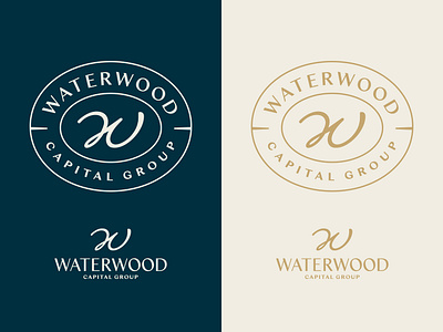 Waterwood badge brand identity brand mark branding finance graphic design icon identity mark letter lettermark logo monogram script seal stamp symbol typography visual brand identity