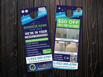 Exterior Cleaning Services Door Hanger Design professional cleaning services