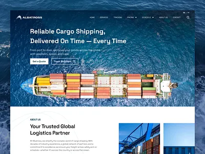 Albatross - Cargo Shipping Company Hero b2b branding cargo company flat graphic design landing page sea ship shipping simple ui usability ux website