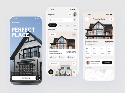 Real Estate App UI Design agent app design building business buy design home home page house housing ios app minimal app mobile app mobile app design property real estate real estate agent realestate room sell