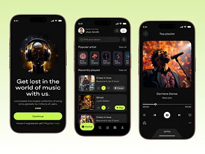 AI-Spotify Music Mobile App Design android mobile app app design dark theme generator ios app mobile mobile app mobile design mobile ui design music music app music distribution music player music streaming playlist rapchat spotify streaming app stylish ui mobile