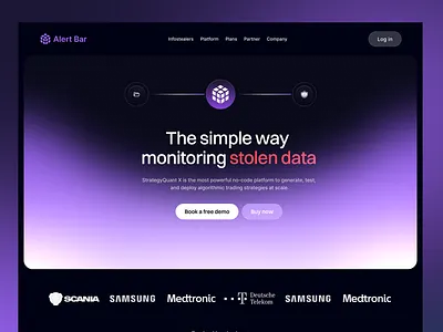 Cyber Security Landing Page b2b cyber security cyber security landing page cybersecurity dark dark landing page dark web data data monitoring design ios landing page product designer saas theme ui ui design uiux web design web designer