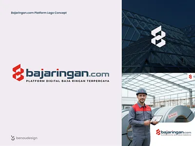 Logo Concept for Light Steel Industry Platform Called bajaringan b2b baja branding business concept construction light steel logo manufacture marketplace modern online partner platform professional scalable simple steel visual website