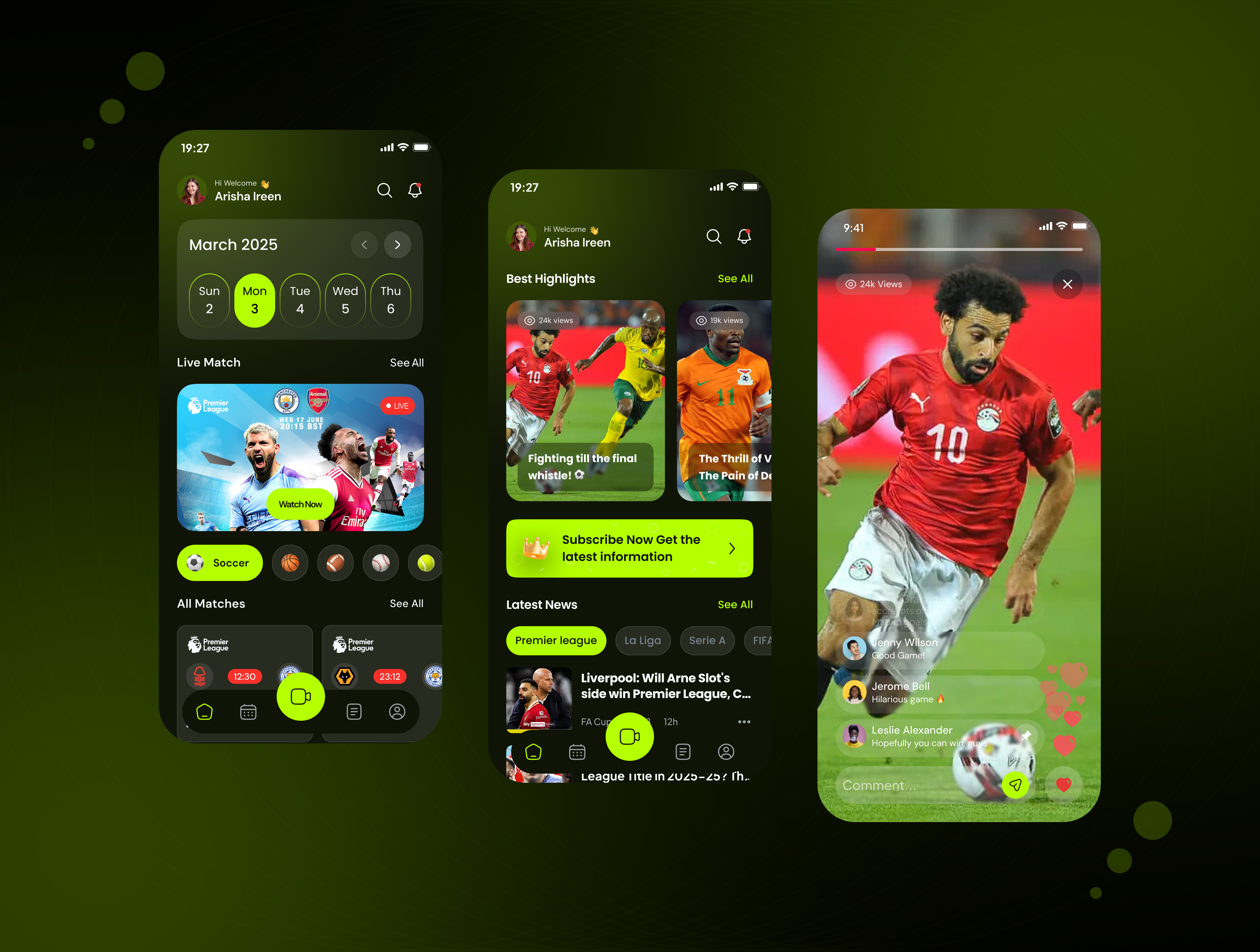 Example of Sports Mobile App Design